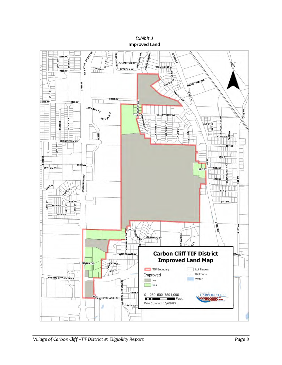 A map showing areas of already Improved Land within the Village